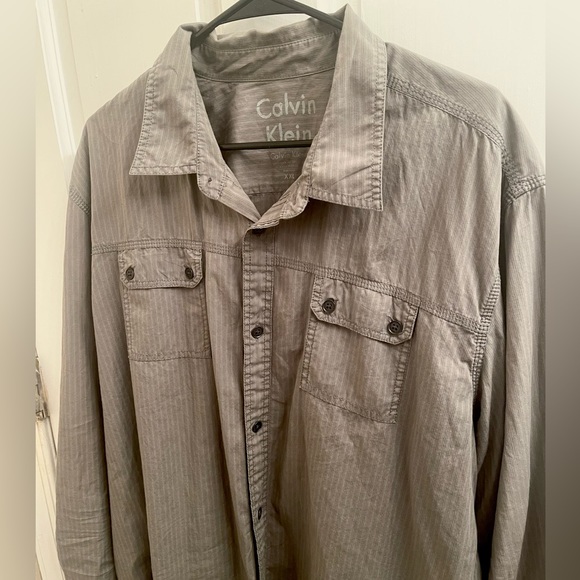 Calvin Klein Button Down Grey Men’s XXL 100% Cotton - Picture 3 of 5